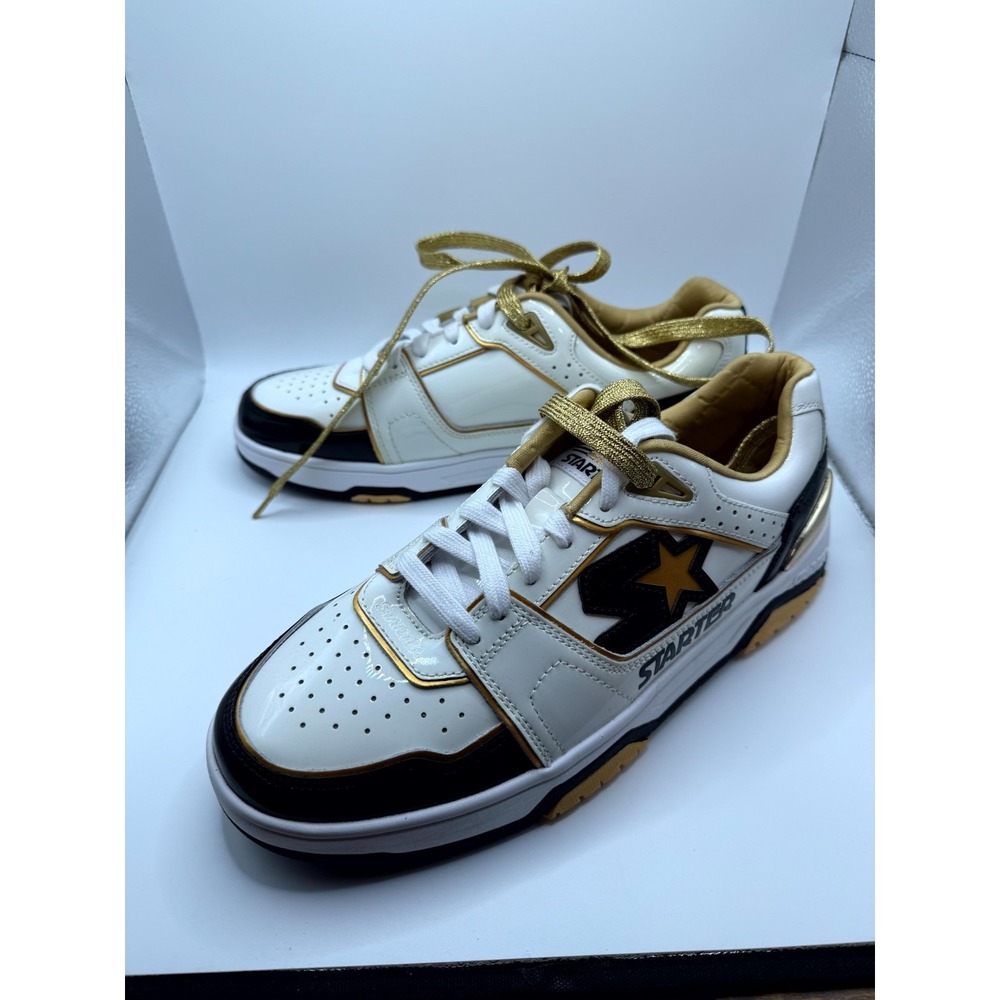 Starter x Ty Mopkins Fast Break Low Gold Bells Men 10 Sneaker White Leather Shoe